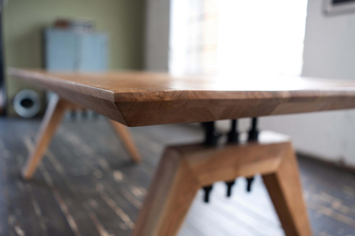 ESSTISCH MIT SCHWEIZER KANTE WOODY Braun Akazie - Schwarz/Braun, Akazienholz/Holz (200/100/78cm) - KAWOLA