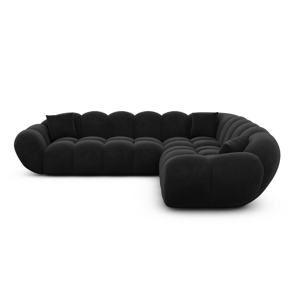 ECKSOFA Liva Schwarz Samtstoff - Schwarz, Textil (258/258cm) - VAROYAL