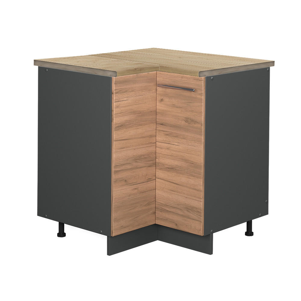 ECKUNTERSCHRANK Fame-Line Goldkraft Eiche 80.5 cm, AP Eiche - Honigeiche/Anthrazit, Holzwerkstoff (80.5/82/60cm) - Vicco