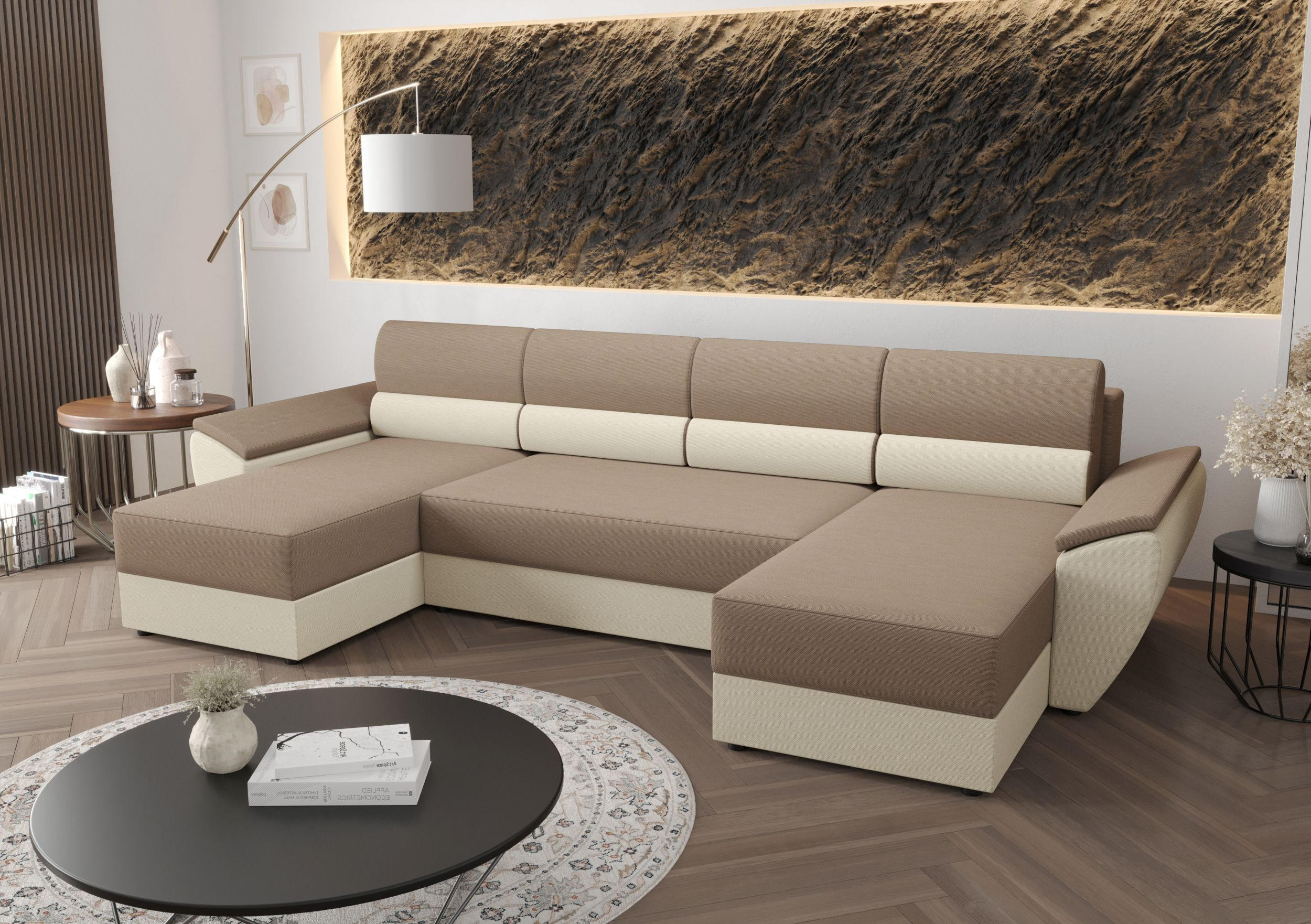ECKSOFA REBIU2 RAINBOW 05+16 mit Schlaffunktion - Beige, Textil (326/86/140cm) - Bedante