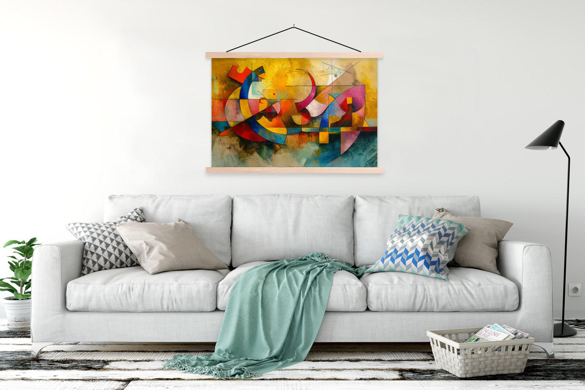 POSTER Kunst - Abstrakt - Modern 120x80 cm - Gelb, Textil (120/80/0.15cm) - MuchoWow