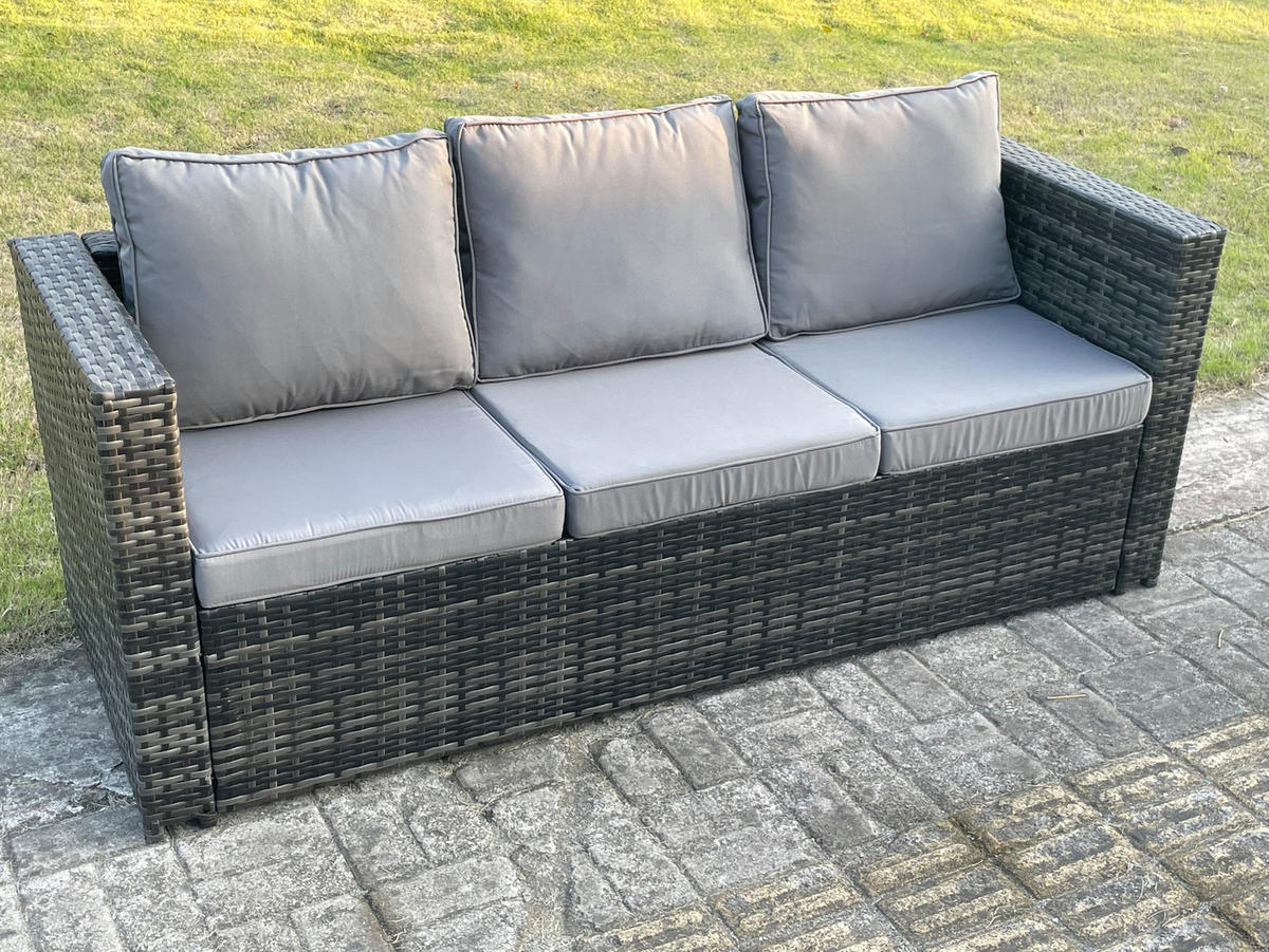 GARTENTISCHGRUPPE Polyrattan 10-Sitzer - Dunkelgrau, Metall - Fimous