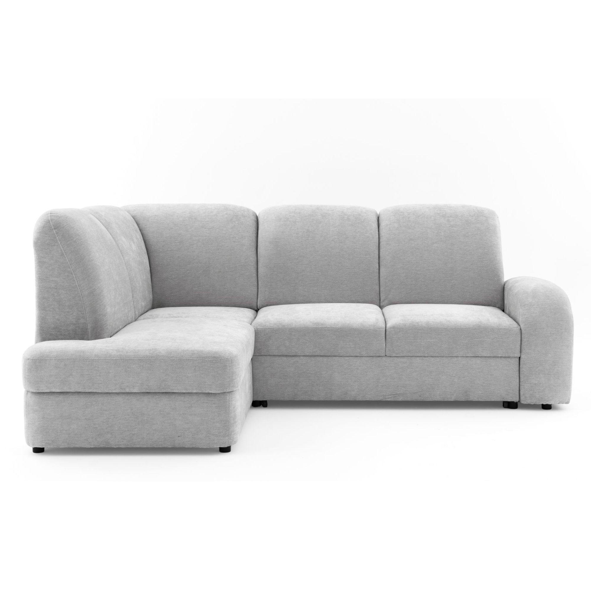 ECKSOFA VIBE L Links mit Schlaffunktion 129x205 Chenille Hellgrau - Hellgrau/Schwarz, Holz/Kunststoff (186/250cm) - Muffo