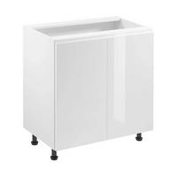 UNTERSCHRANK – 80 cm – D80 – Velmora – Weiß / Weiß Hochglanz - Weiß Hochglanz, Holzwerkstoff (80/82/47cm) - ROYAL24_MARKT