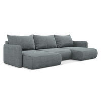 WOHNLANDSCHAFT Chenille Stoff Blau - Blau/Blaugrau, Kunststoff/Textil (290/86/148cm) - Makamii