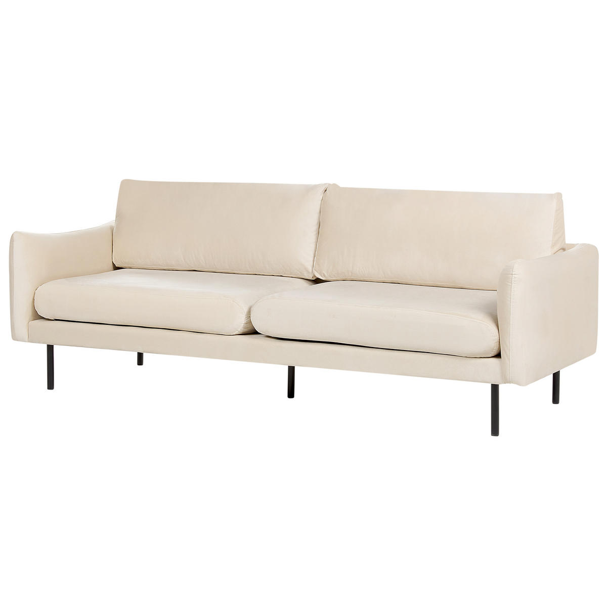 SOFA-SET 5-Sitzer Samtstoff Hellbeige mit Ottomane Vinterbro - Beige/Schwarz, Textil (220/85/85cm) - Beliani