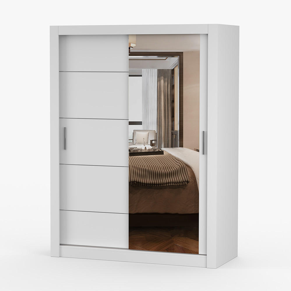 imoebel24 Kleiderschrank Weiß 150x215x64 cm
