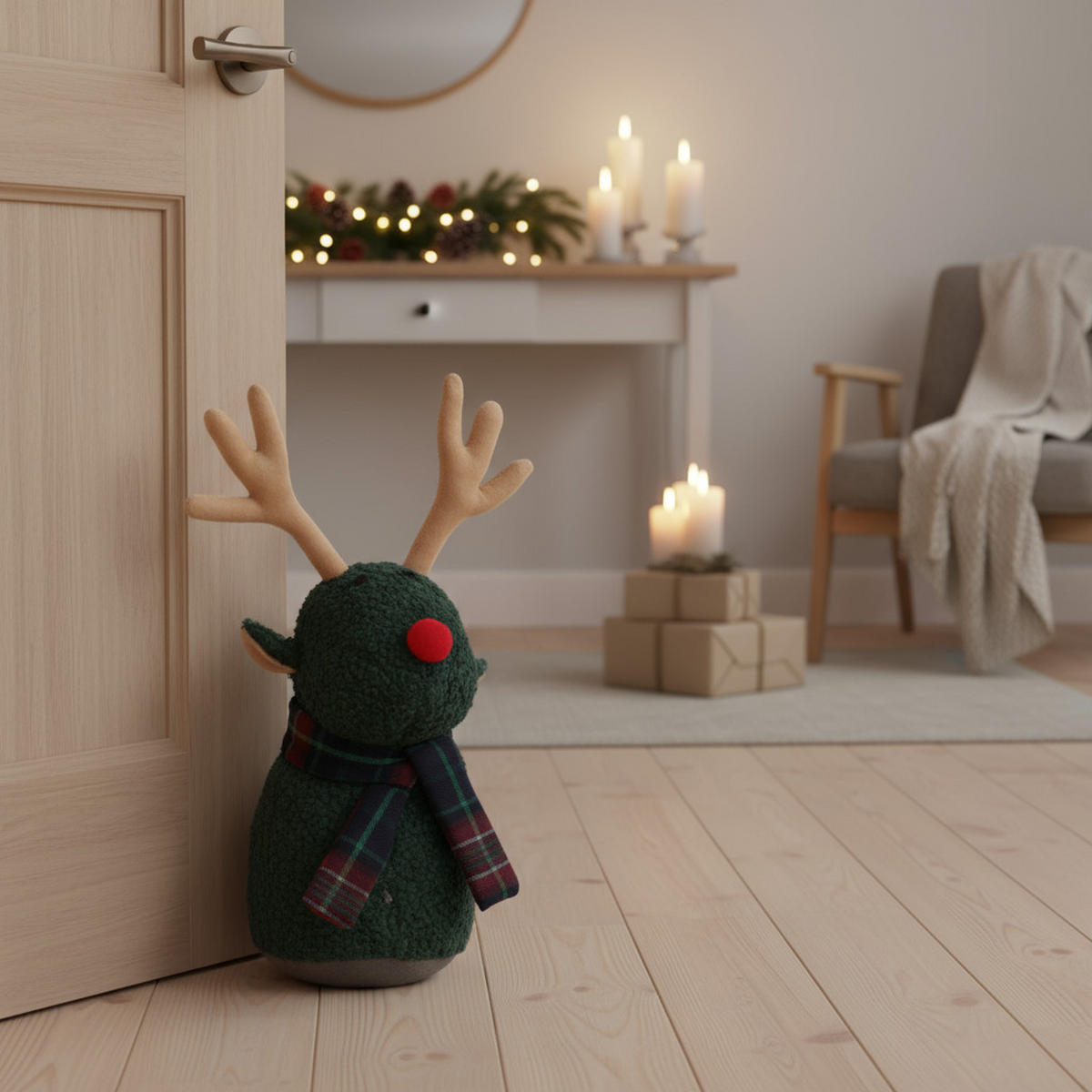 TÜRSTOPPER Rentier - Grün, Textil (20/22cm) - Home Styling Collection