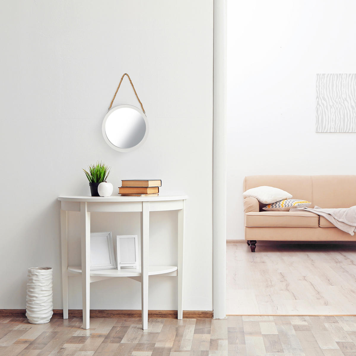 WANDSPIEGEL - Weiß, Glas/Kunststoff (35/58/2cm) - Relaxdays