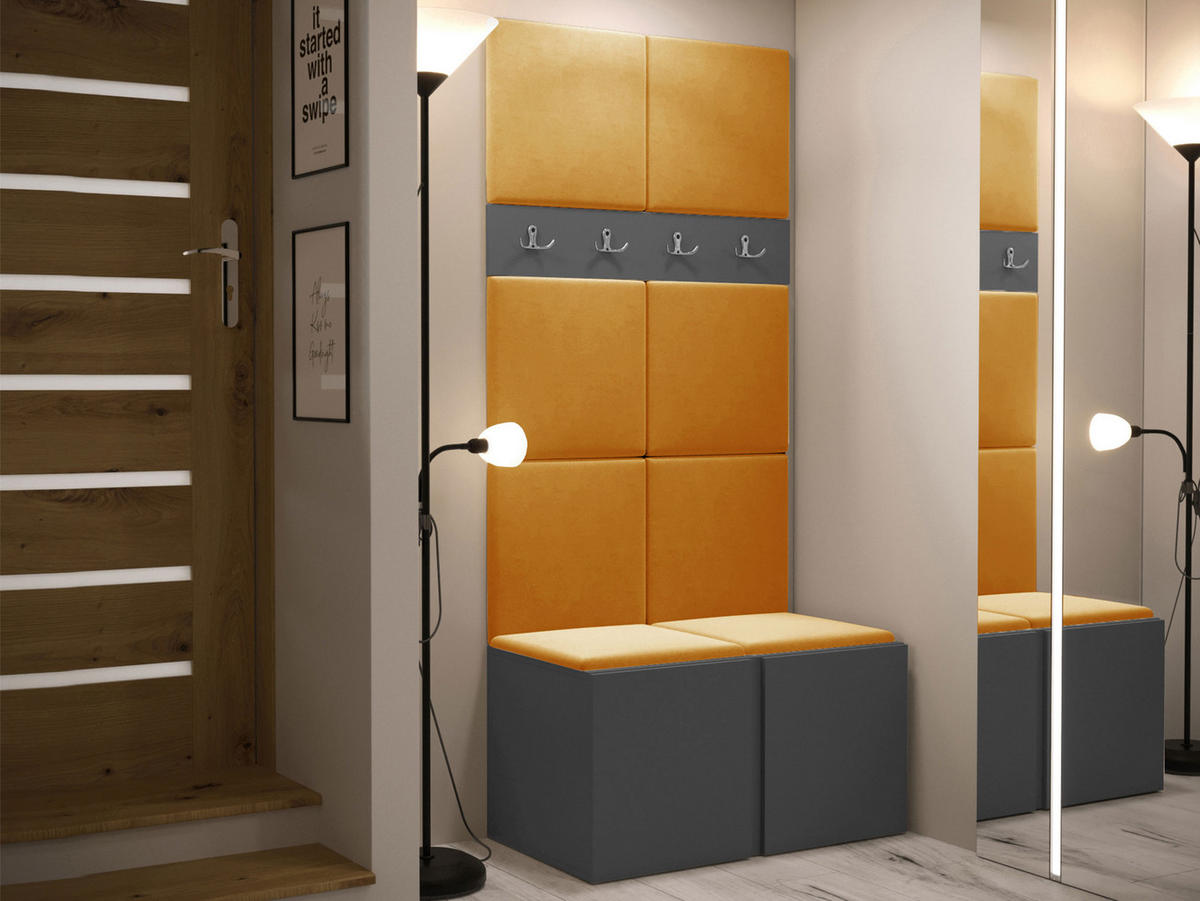 GARDEROBEN-SET Orion IV - Graphitfarben/Orange, Holzwerkstoff/Kunststoff (84/186/46cm) - MIRJAN24