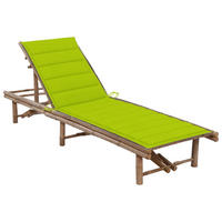 GARTEN-SONNENLIEGE mit Auflage Bambus - Grün, Holz (65/87/200cm) - furnicato