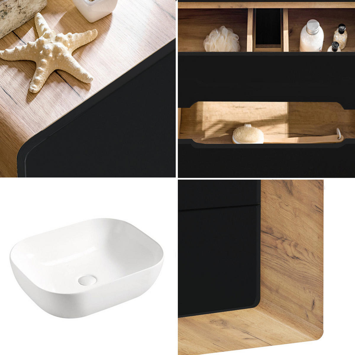 WASCHTISCH NEW-LUTON-86 New - Anthrazit, Holzwerkstoff (80/68/46cm) - Lomado