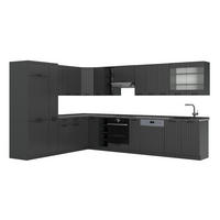 ECKKÜCHE Fame-Line, Dunkelgrau/Anthrazit, 347 x 257 cm, AP Anthrazit - Dunkelgrau/Anthrazit, Holzwerkstoff (347/206.8/60cm) - Vicco