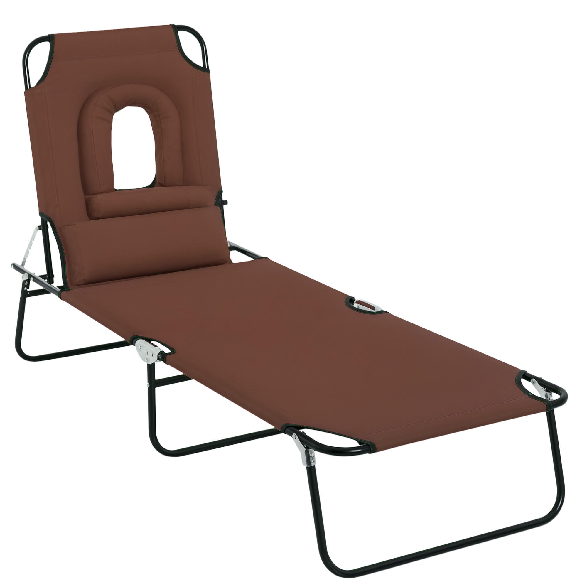SONNENLIEGE DE-15592 klappbar, 4-fach verstellbar Braun - Braun, Metall (58/36/187cm) - ComfortXL