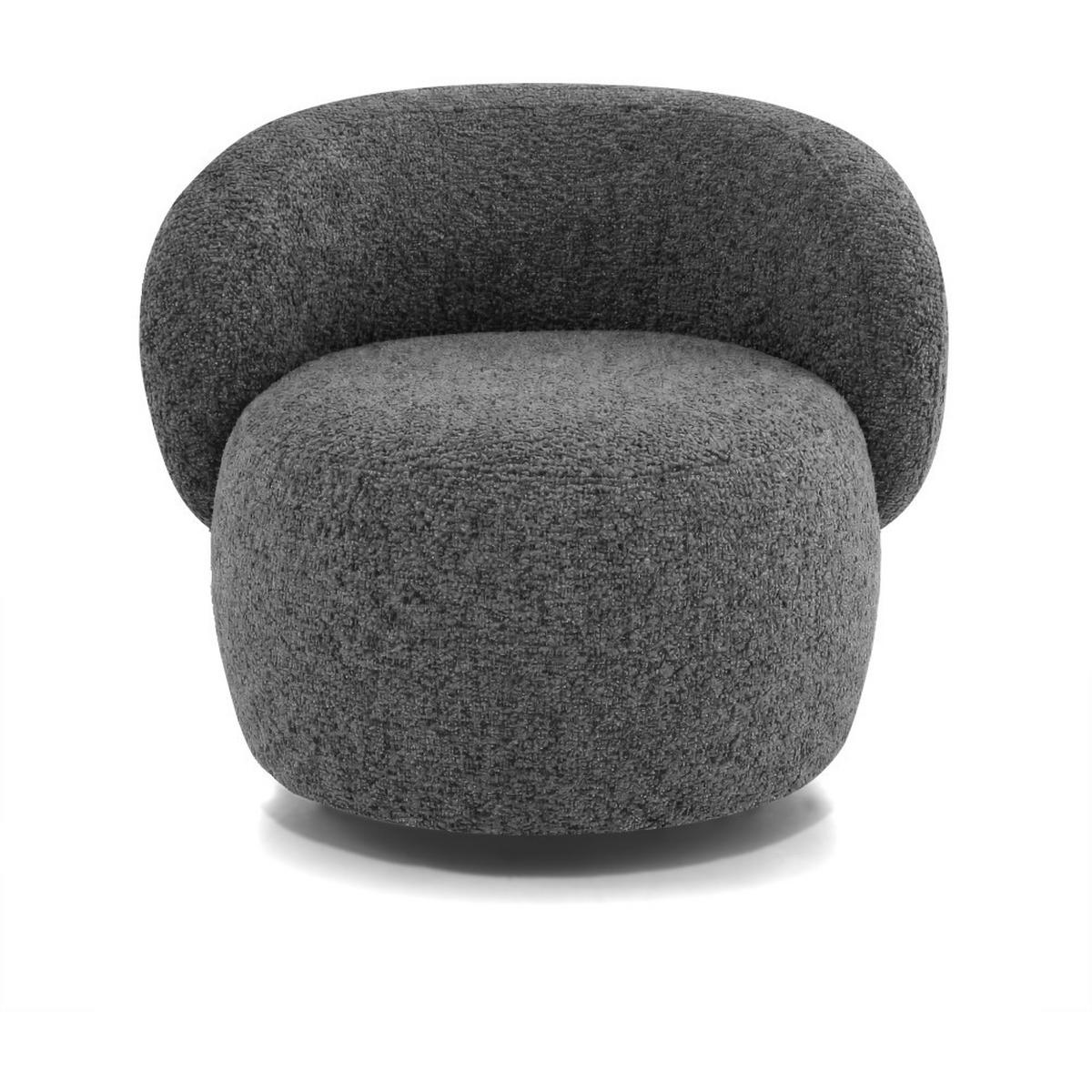 SESSEL Mao, Drehsessel mit runder Form, Dunkelgrau, Chenille-Stoff - Dunkelgrau, Textil (99/82/91cm) - Beautysofa
