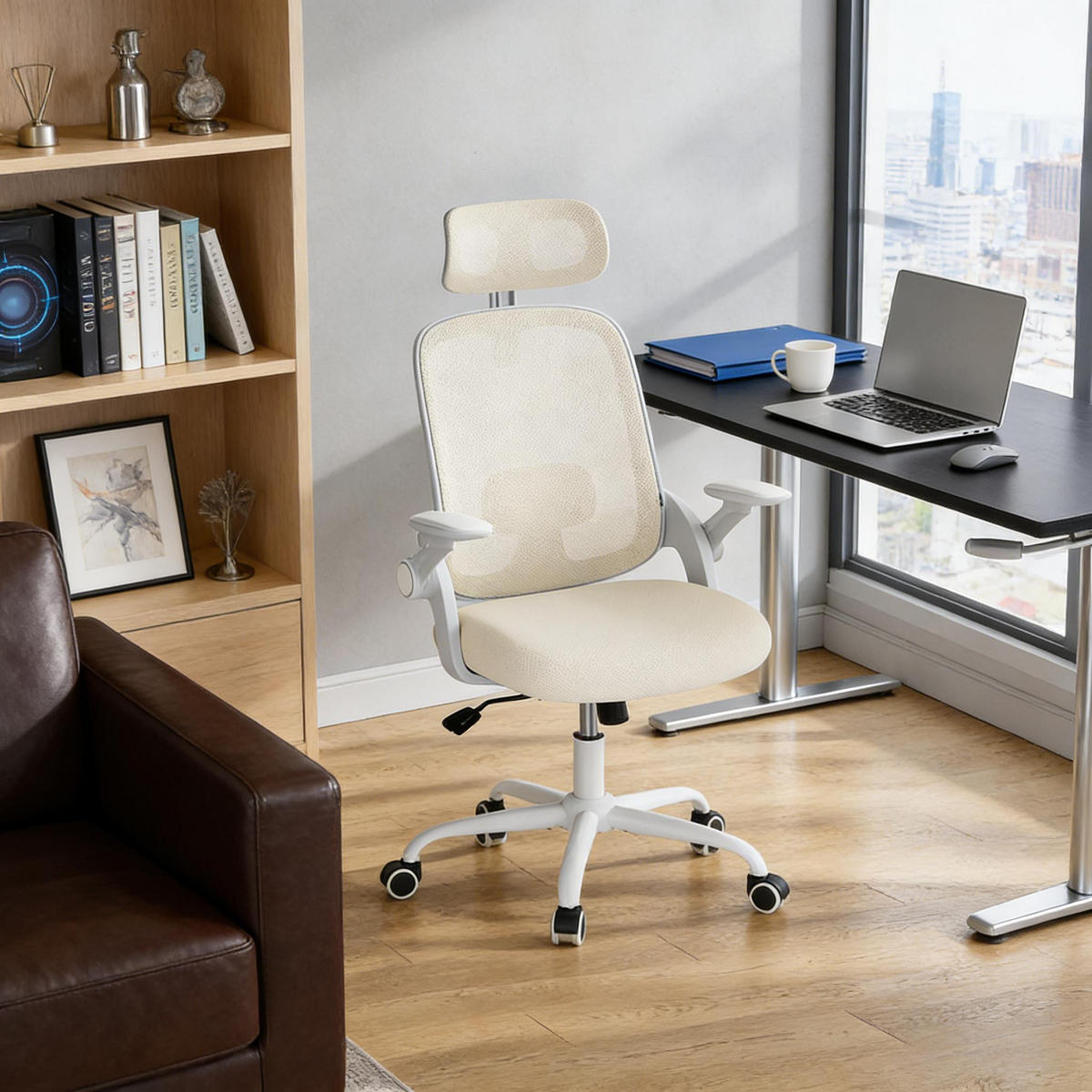 BÜROSTUHL Beige 63,5/47/117,5 cm - Beige, Metall (63.5/117.5/47cm) - PANGIVO
