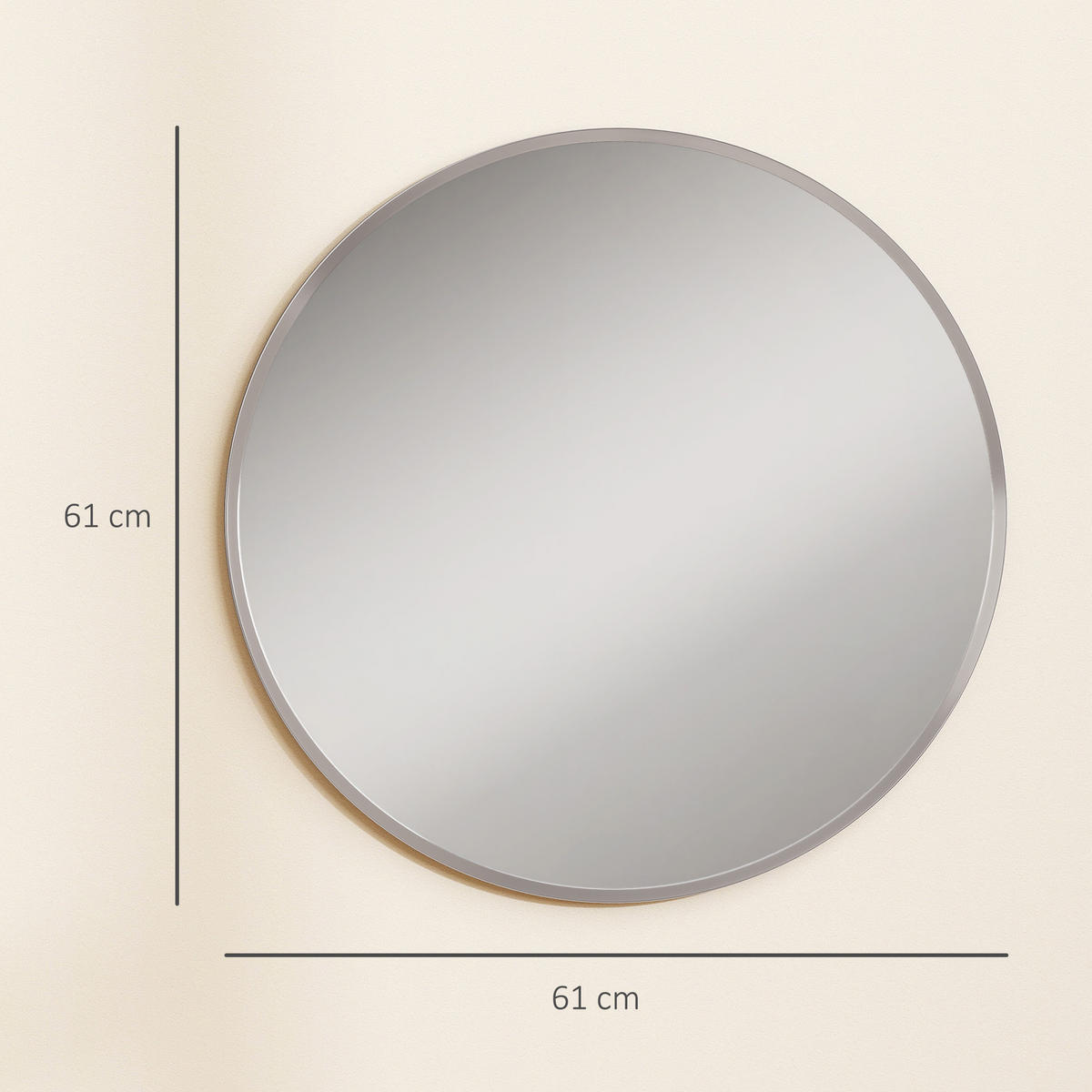 WANDSPIEGEL Aluminiumlegierung Glas Silber - Silberfarben, Metall (1/61/61cm) - HOMCOM