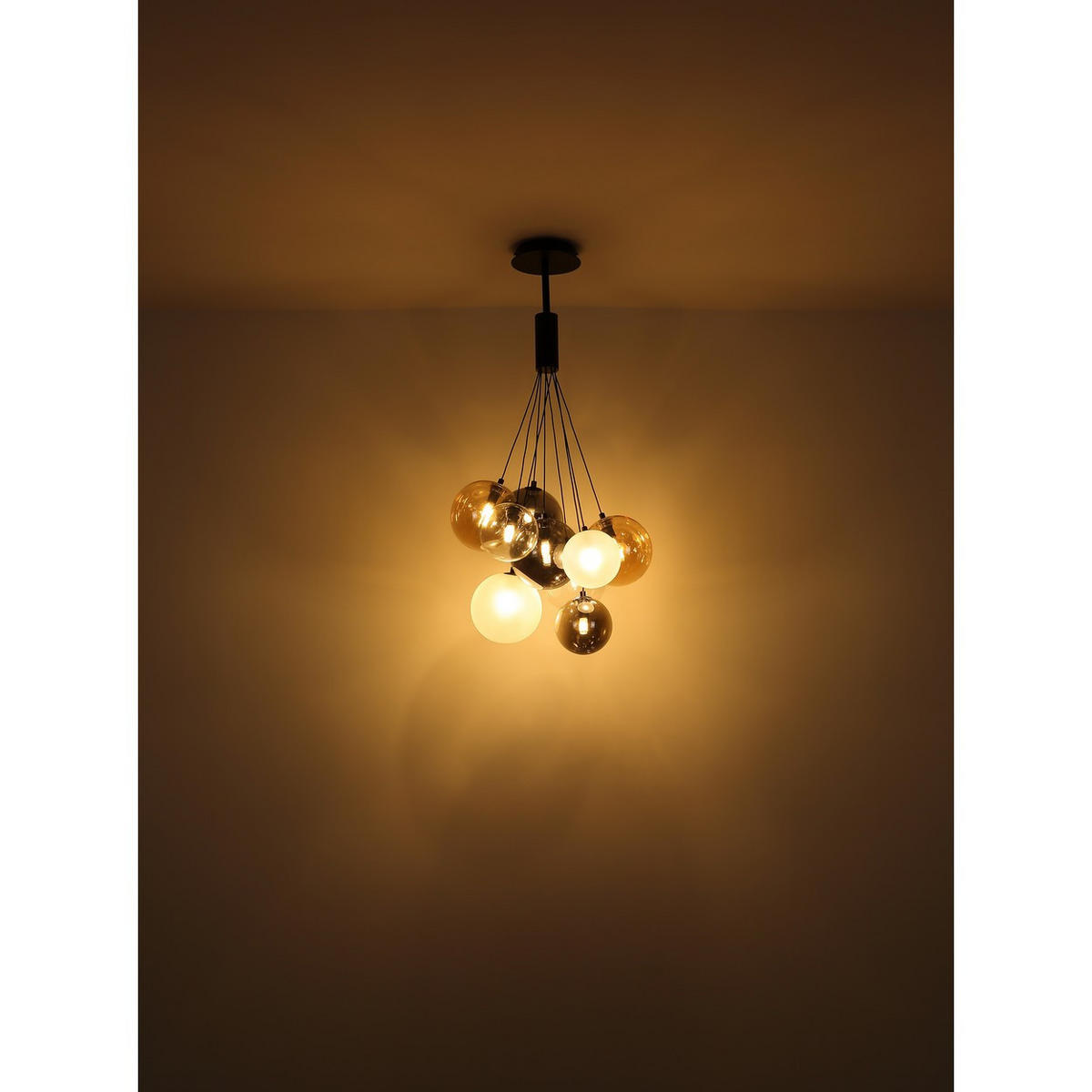 HÄNGELEUCHTE BALLGI - Schwarz, Glas (45/45/90cm) - Globo Lighting
