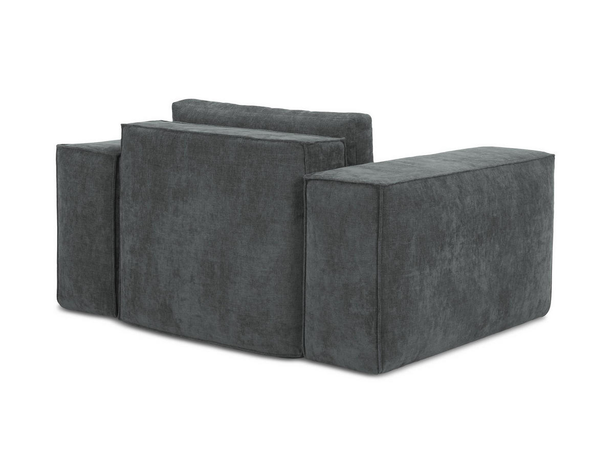 SCHLAFSESSEL Chenille Stoff Grau - Schwarz/Graphitfarben, Holzwerkstoff/Kunststoff (157/81/113cm) - Makamii