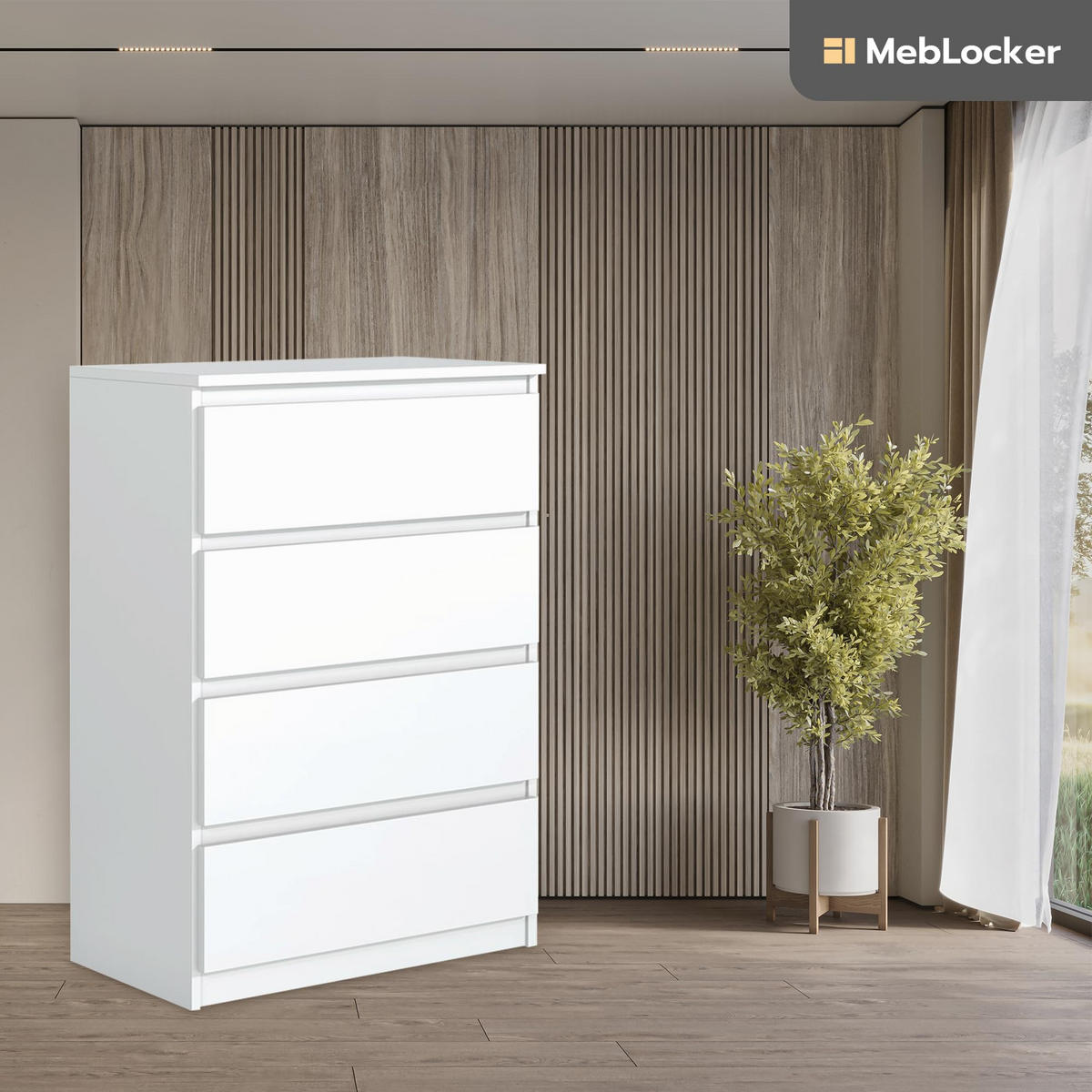 KOMMODE mit 4 Schubladen Weiß - Weiß, Holzwerkstoff (102/70/39cm) - MebLocker