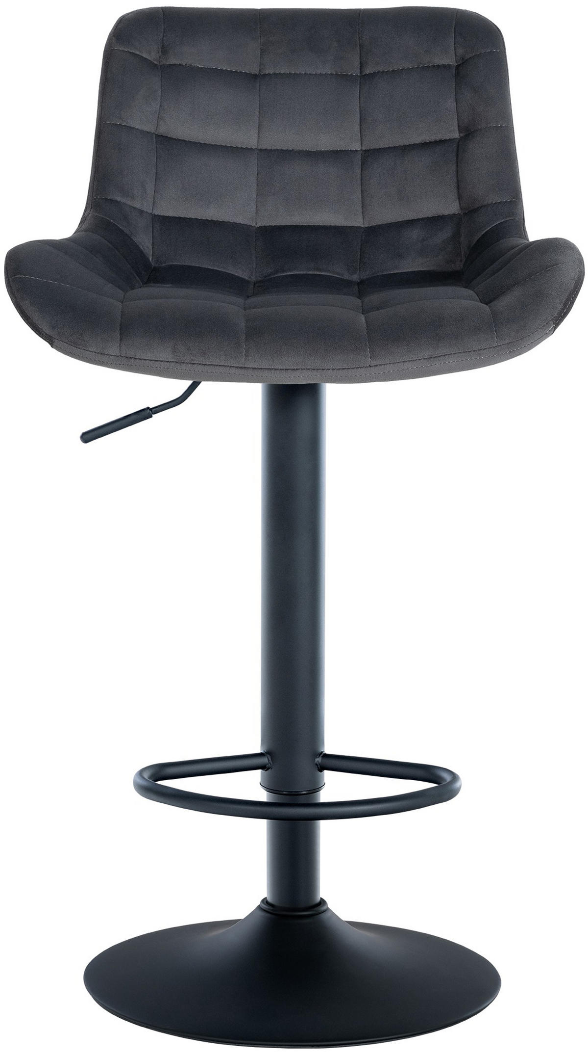 BARHOCKER 2er Set Tower Samt dunkelgrau - Schwarz/Grau, Textil/Metall (48/105/54cm) - TPFLiving