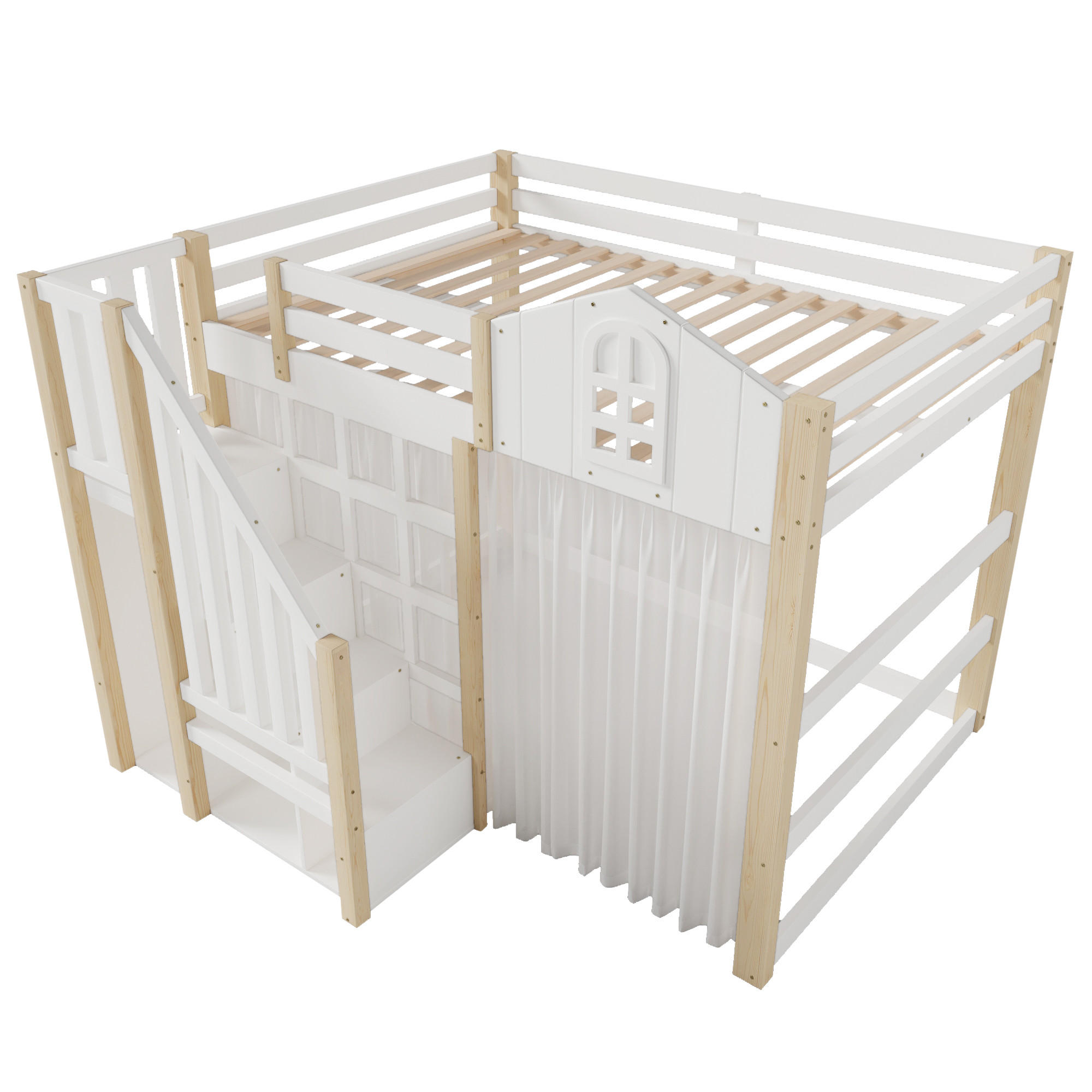 HOCHBETT 140/200 cm Weiß mit LED-Leuchten und Ablageleiter - Weiß, Holz (140/200cm) - Oxeza
