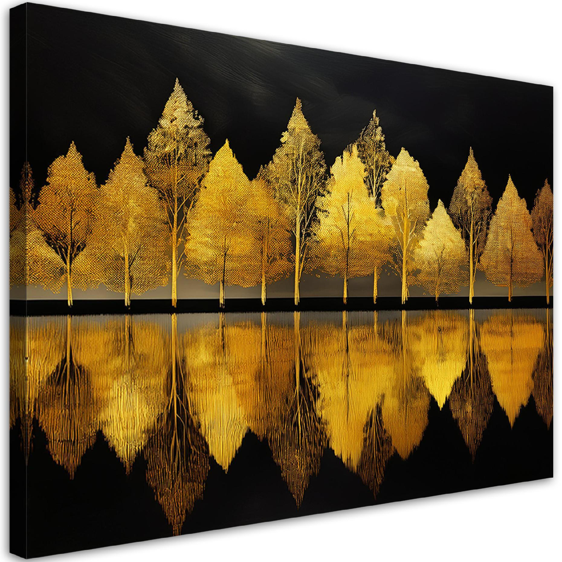 WANDBILD goldene bäume wald - Goldfarben, Textil (60/40cm) - Feeby