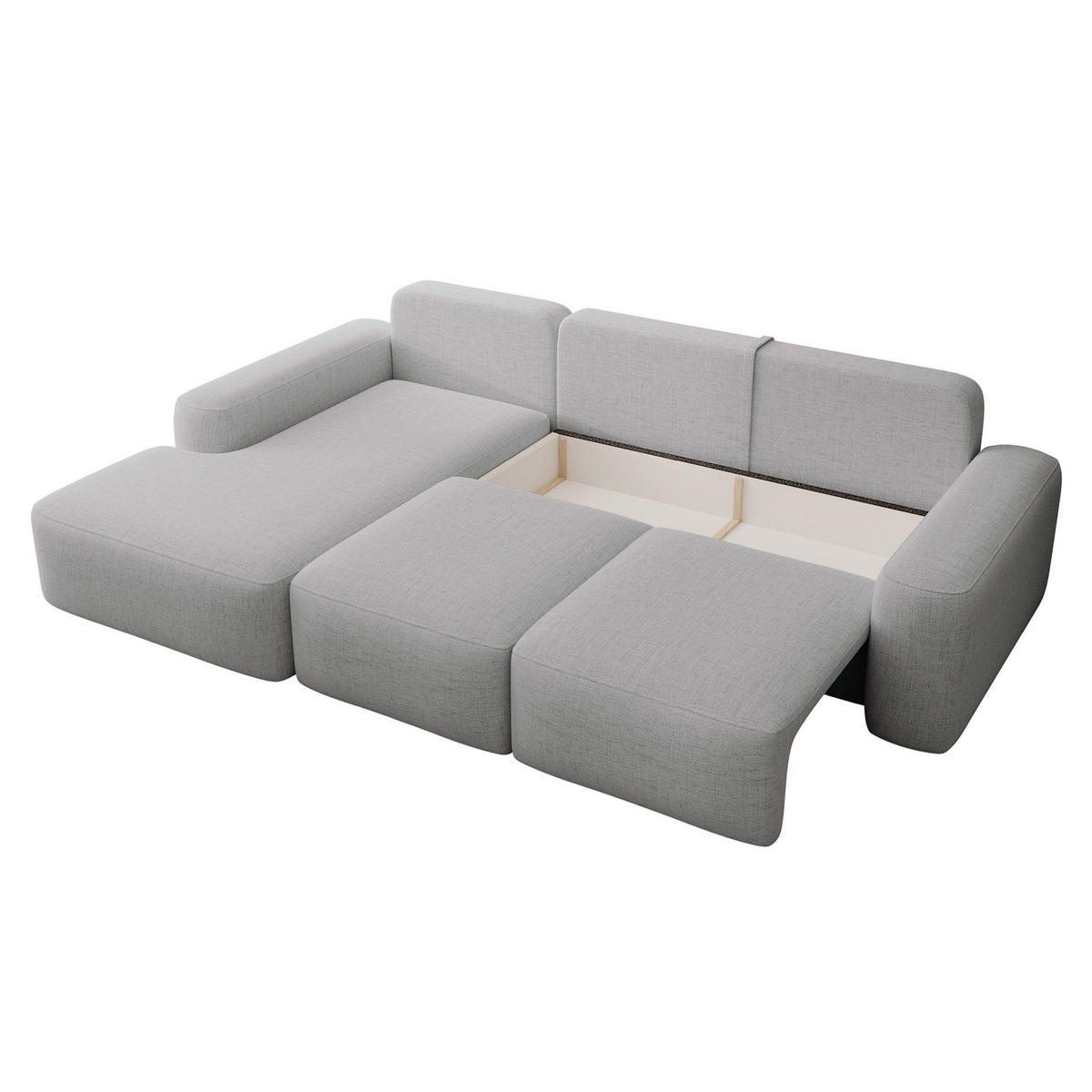 ECKSOFA Carnos mit Ballkissen, Grau Chenille, linksseitig - Schwarz/Grau, Kunststoff/Textil (264/162cm) - Selsey
