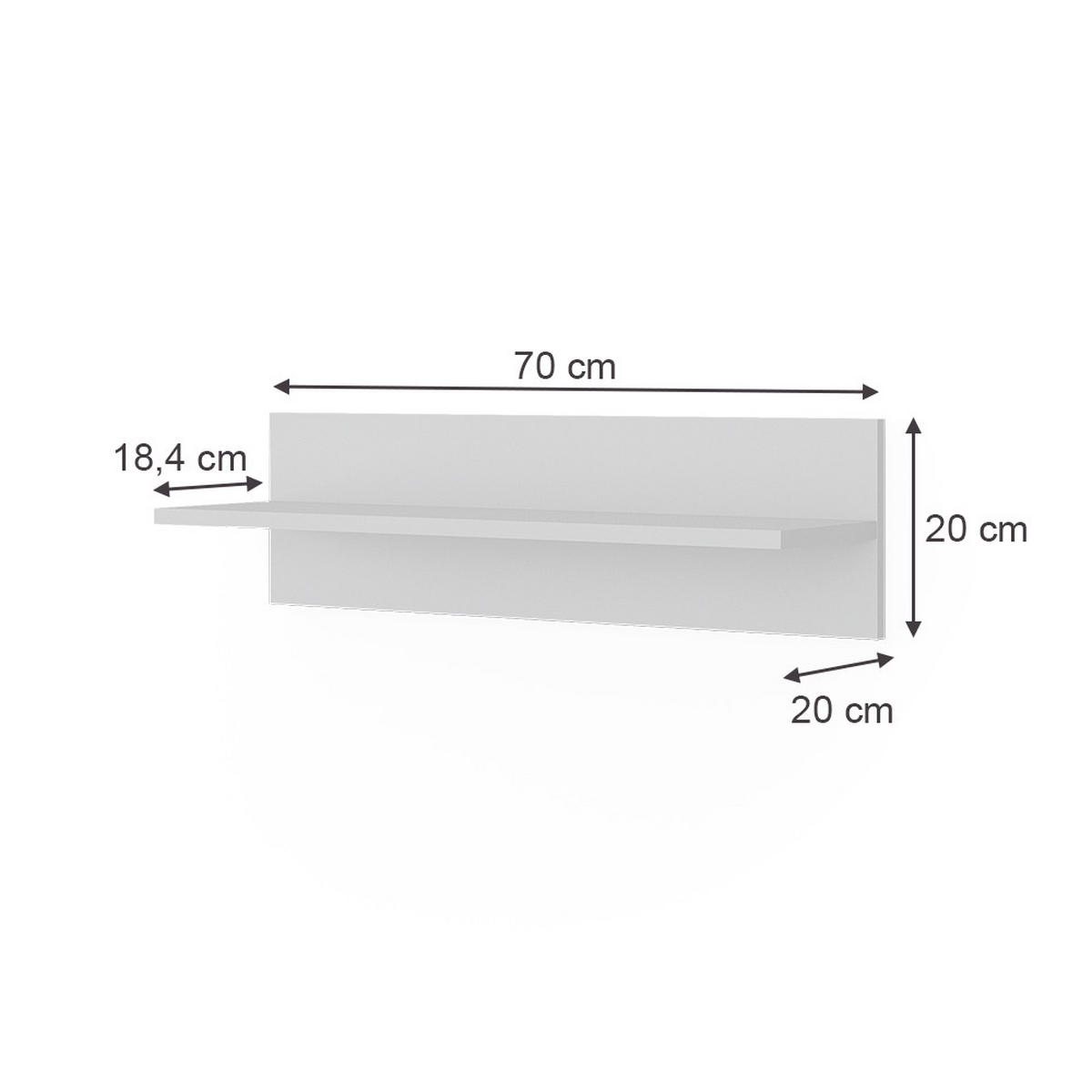 WANDREGAL Ajaton Weiß 70 x 20 cm - Weiß, Holzwerkstoff (70/20/20cm) - VitaliSpa