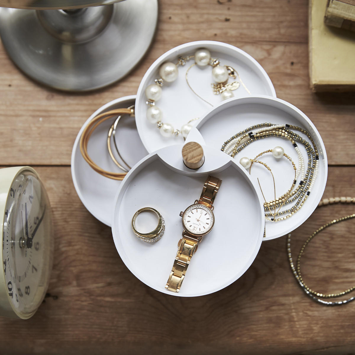 SCHMUCKSCHATULLE mit 4 drehbaren Ebenen - L10 cm - Weiß, Kunststoff (10/12.5/10cm) - Yamazaki