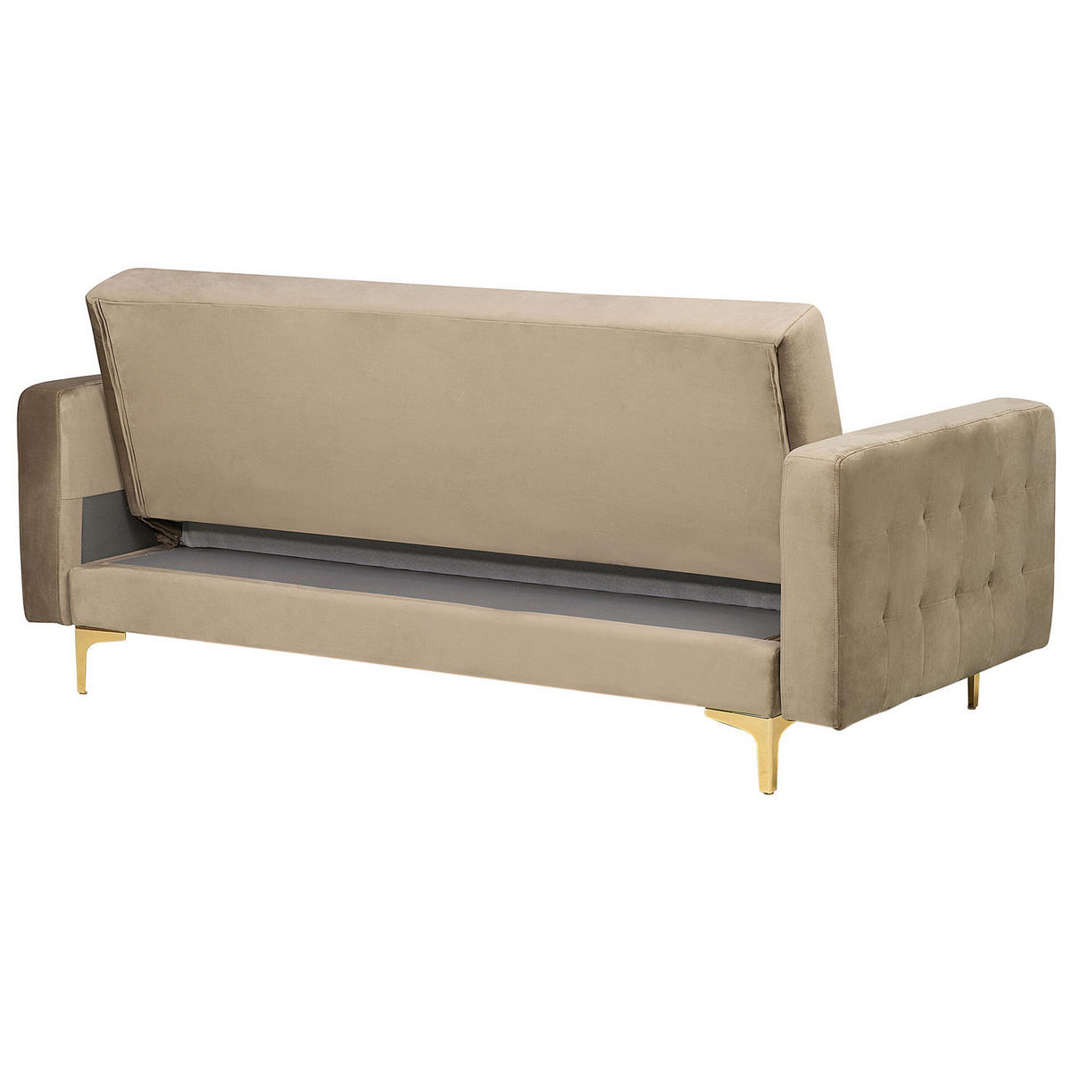 3-SITZER-SCHLAFSOFA Samtstoff Sandbeige Aberdeen - Beige, Textil (186/83/88cm) - Beliani
