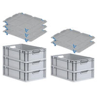 EUROBOX 5x Nextgen Economy Mit Auflagedeckel Grau/Blau Griffe Offen 34 Liter - Blau, Kunststoff (40/17/60cm) - PROREGAL