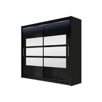 KLEIDERSCHRANK London III 180, mit RGB LED Beleuchtung - Silberfarben/Schwarz, Holzwerkstoff/Kunststoff (180/215/58cm) - MIRJAN24