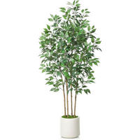 KÜNSTLICHE Pflanze Ficus 180 cm im weißen Topf - Grün, Kunststoff (182.9cm)