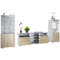 WOHNWAND Granada Eiche sägerau - Eiche San Remo, Holzwerkstoff (286/122.5/35cm) - Vladon