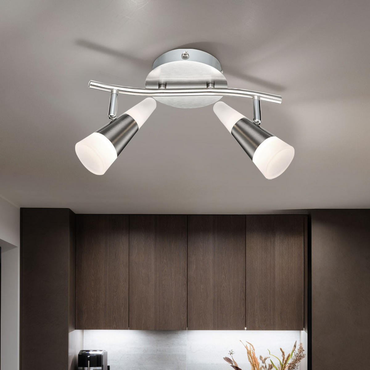 LED DECKENLEUCHTE FRISO Silber matt - Silberfarben, Metall (30/16.5/16cm) - Globo Lighting