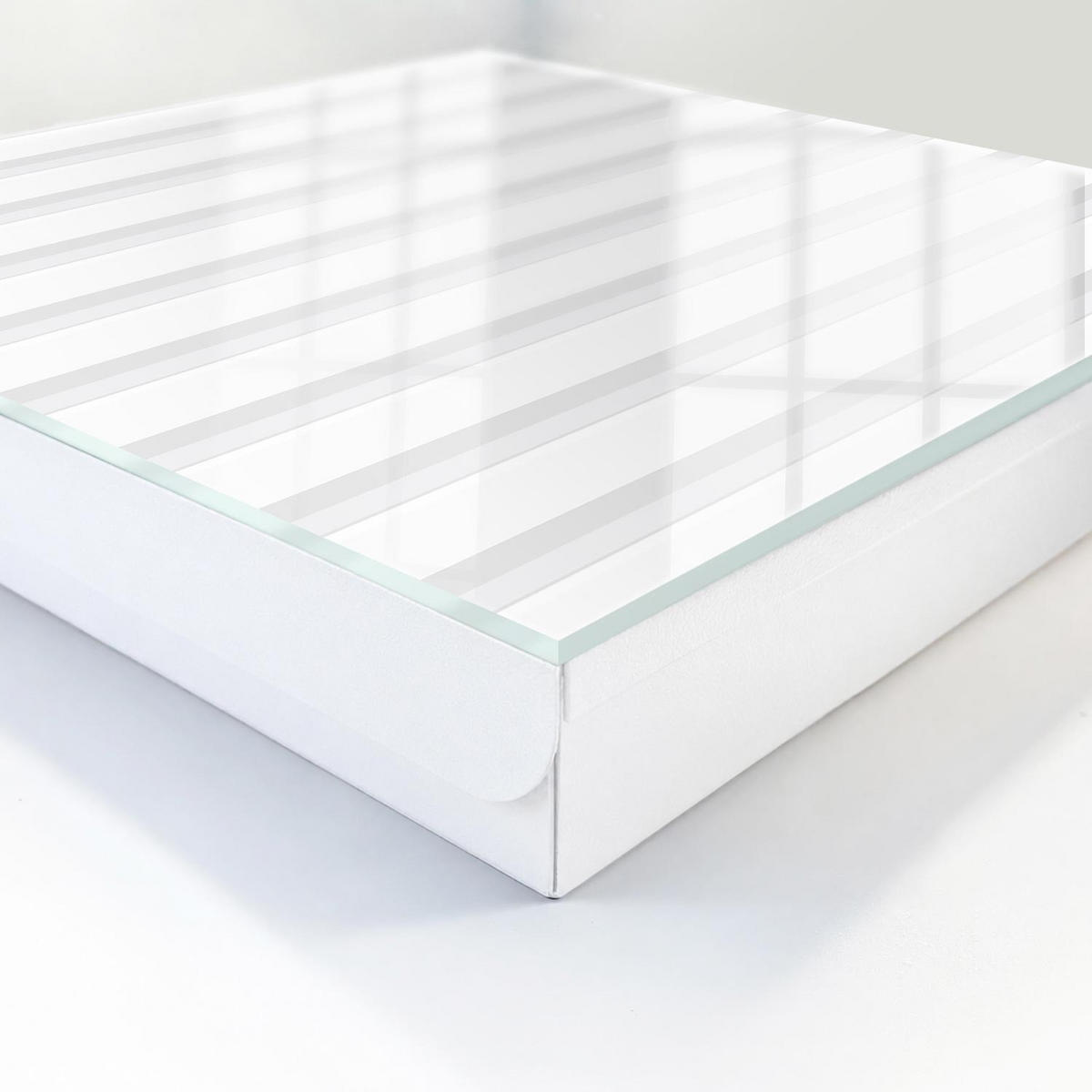 SCHLÜSSELBOX Weiß 30x30 cm – Türöffnung nach rechts - Vertikale Streifen - Grau, Metall (30/30/5cm) - TULUP