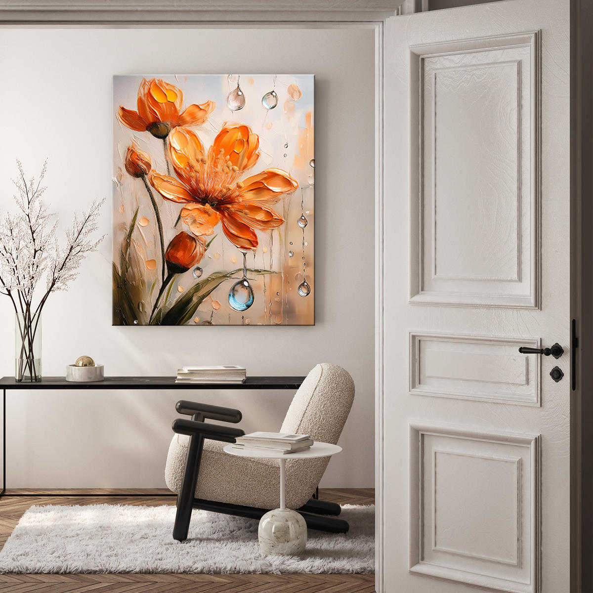 WANDBILD lilie orange blume - Orange, Textil (40/60cm) - Feeby