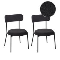 STUHL 2er-Set Bouclé Schwarz Allison - Schwarz, Textil (47/77/52cm) - Beliani