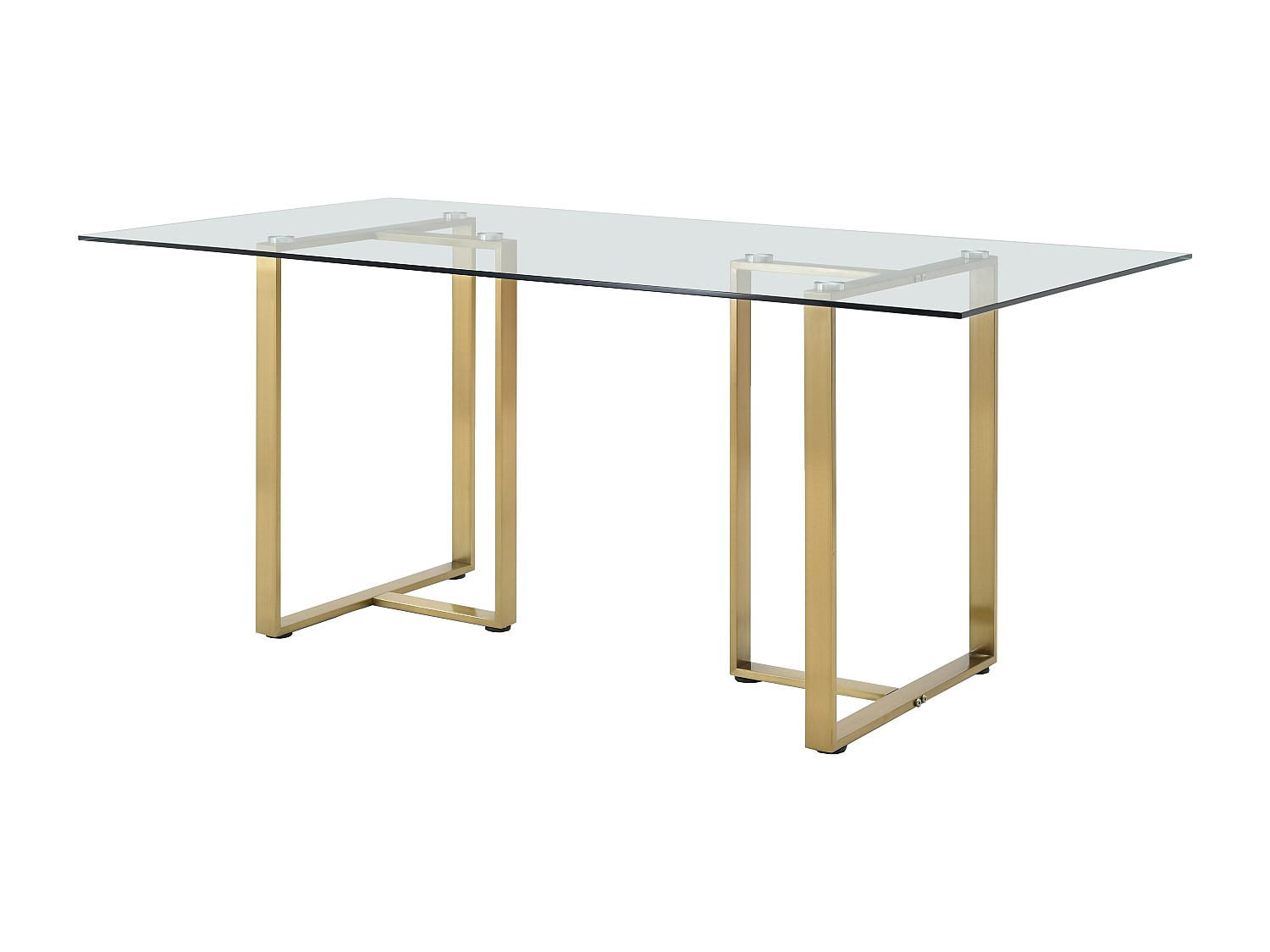 ESSTISCH für 6 Personen - Sicherheitsglas & Edelstahl - Transparent & Goldfarben - NILESA II - Transparent/Goldfarben, Glas (180/90/75cm) - Pascal Morabito