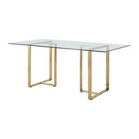 ESSTISCH für 6 Personen - Sicherheitsglas & Edelstahl - Transparent & Goldfarben - NILESA II - Transparent/Goldfarben, Glas (180/90/75cm) - Pascal Morabito