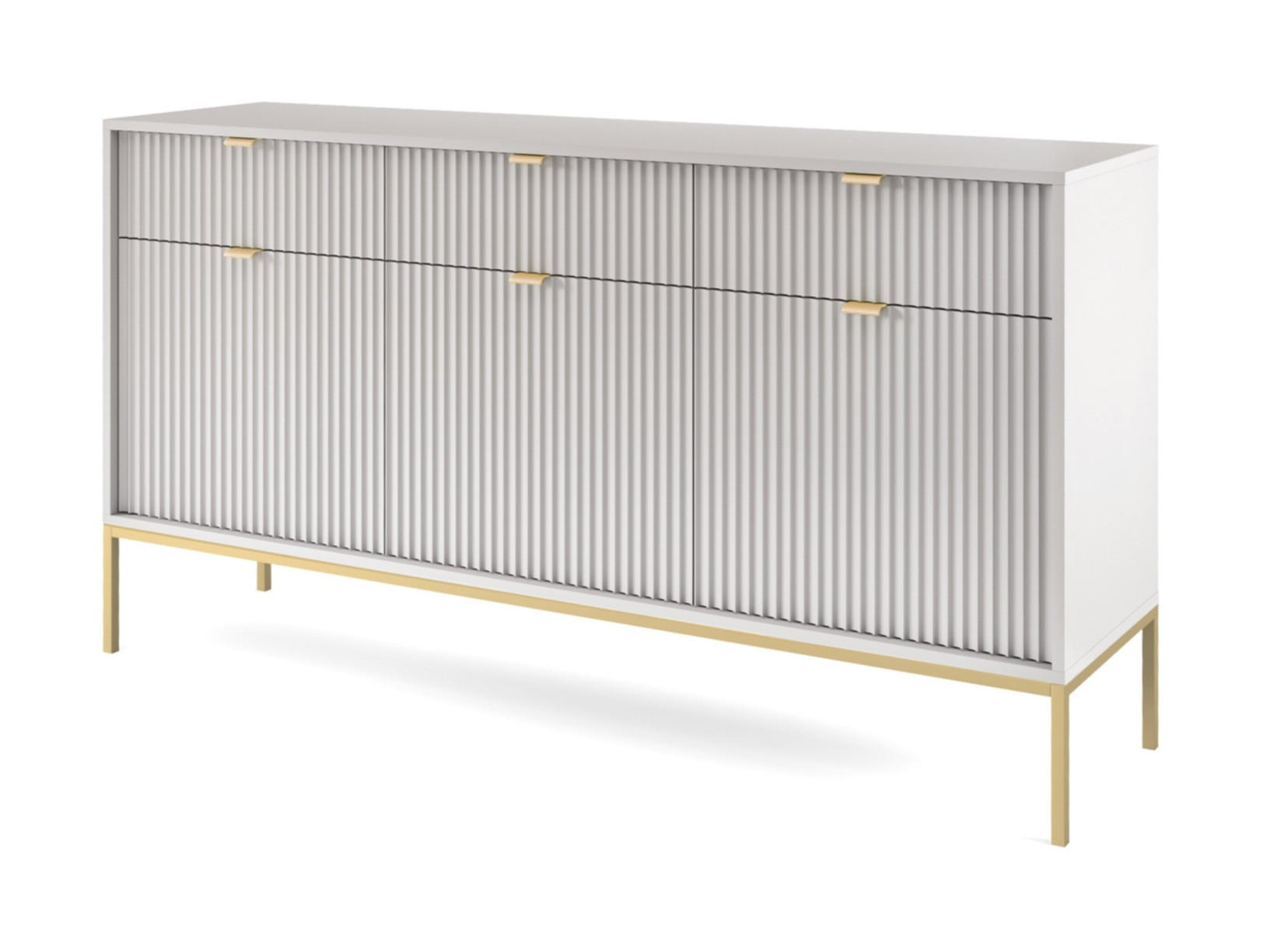 SIDEBOARD mit Schubladen Galla, Sideboard 150 cm, Grau + Gold - Goldfarben/Grau, Holz/Metall (154/83/39cm) - Emporius