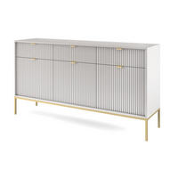 SIDEBOARD mit Schubladen Galla, Sideboard 150 cm, Grau + Gold - Goldfarben/Grau, Holz/Metall (154/83/39cm) - Emporius