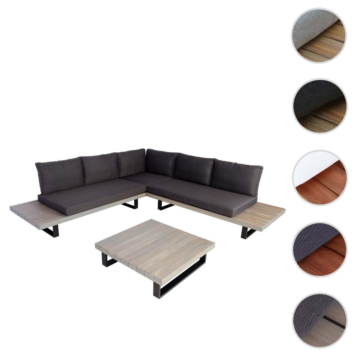 GARTEN-GARNITUR Schwarz, Grau - Schwarz/Grau, Holz - MCW