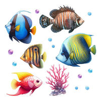 WANDAUFKLEBER 100x152cm - Unterwasserwelt der Fische - Multicolor, Kunststoff (100/152/0.1cm) - Wallfluent