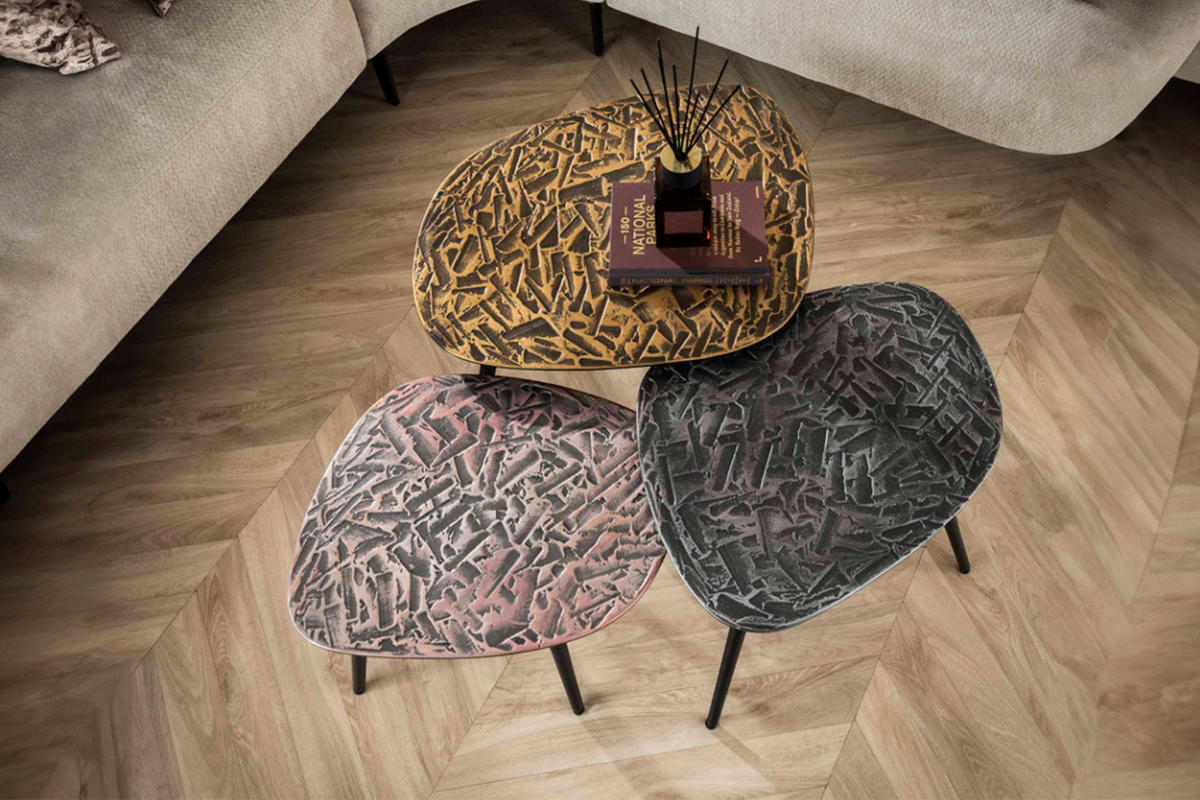 COUCHTISCH-SET YATA Multicolor Metall - Multicolor/Schwarz, Metall (62/51/42cm) - KAWOLA