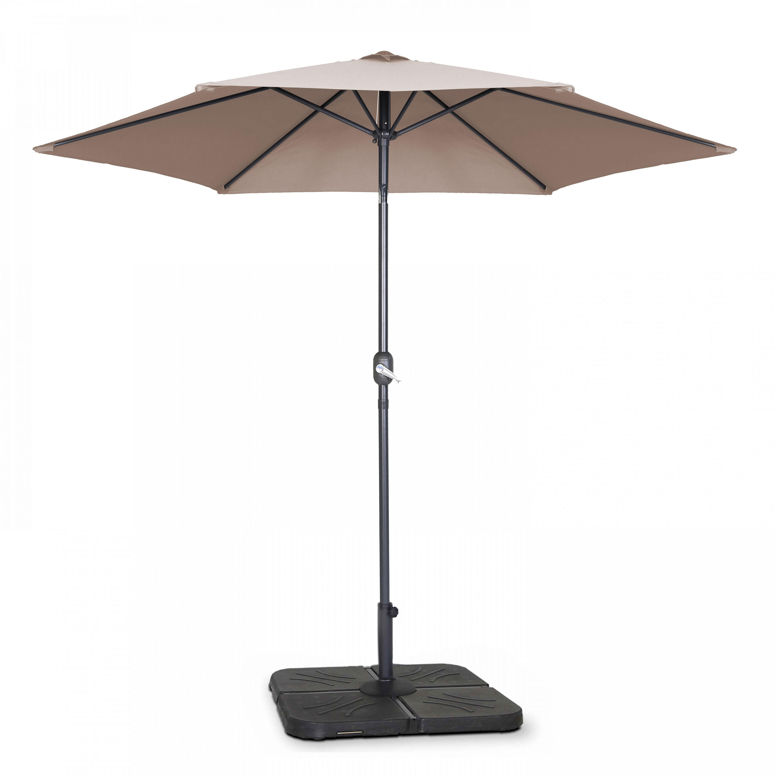 SONNENSCHIRM 3x3m mit 4 Gewichtsplatten, Taupe - Taupe, Metall (300/300cm) - Oviala