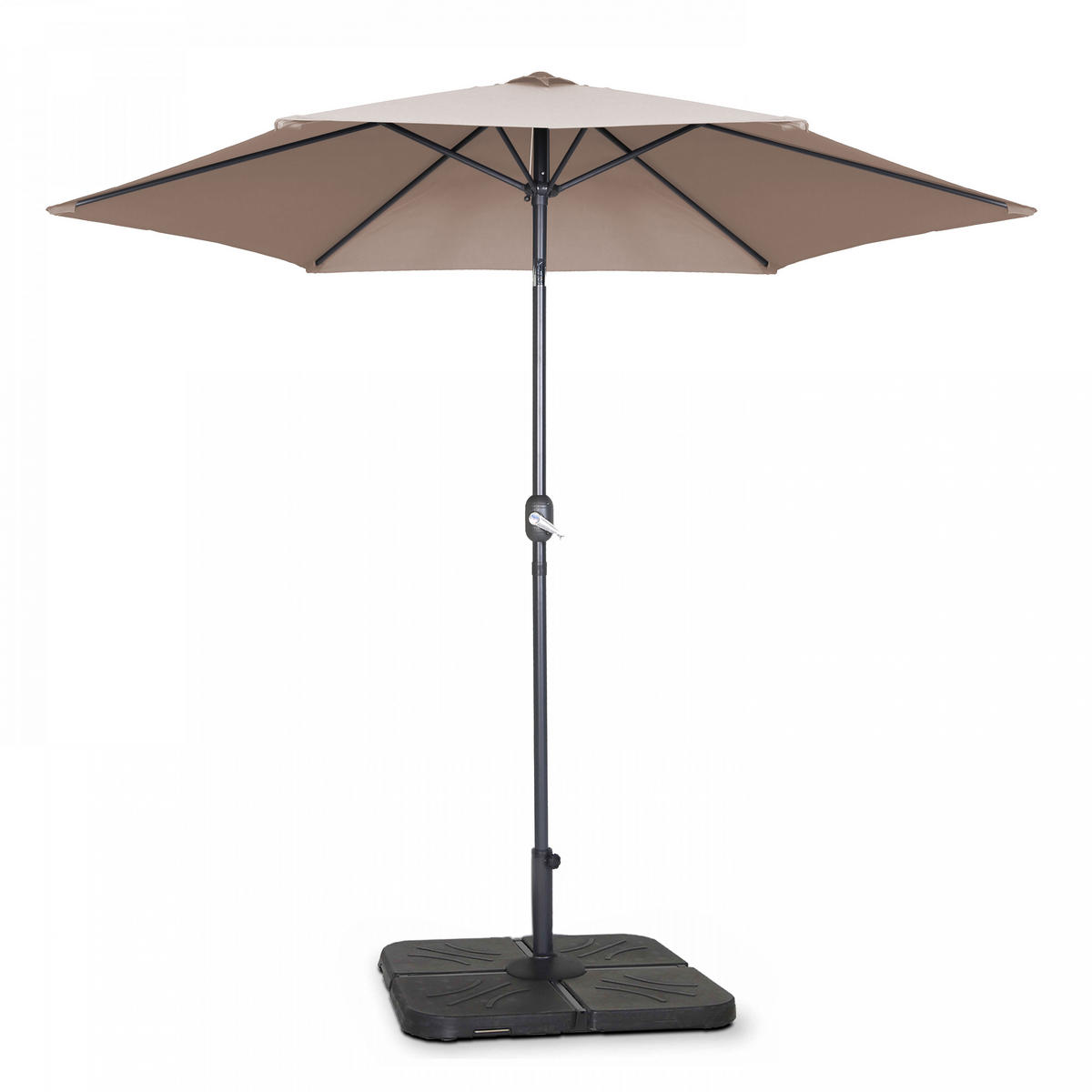 SONNENSCHIRM 3x3m mit 4 Gewichtsplatten, Taupe - Taupe, Metall (300/300cm) - Oviala