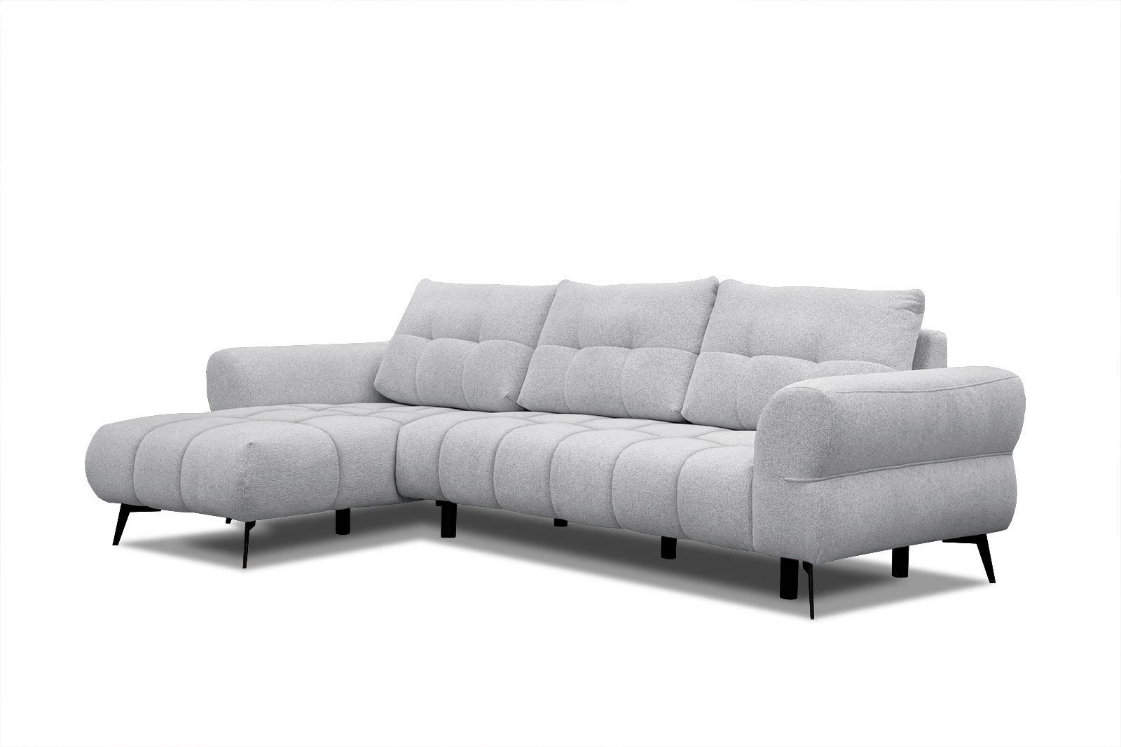 ECKSOFA SALVINI 4-Sitzer, hellgrau - Hellgrau/Schwarz, Holzwerkstoff/Textil (158/292cm) - Courtois Laville