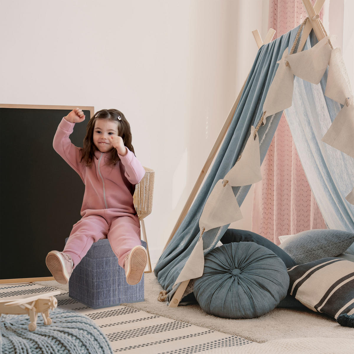 SITZHOCKER - Grau, Holz/Holzwerkstoff (35/36/35cm) - Relaxdays